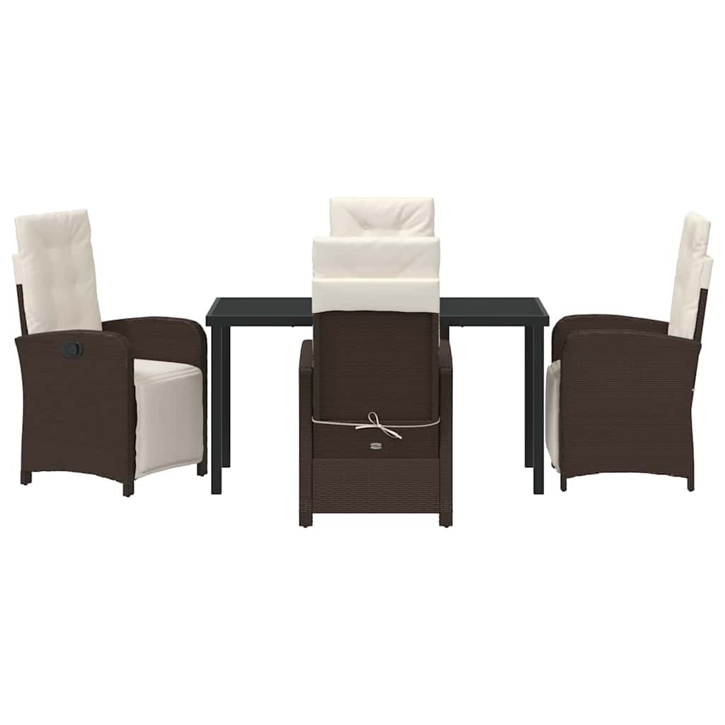 Garden Dining Set 5 pcs Brown Poly Rattan