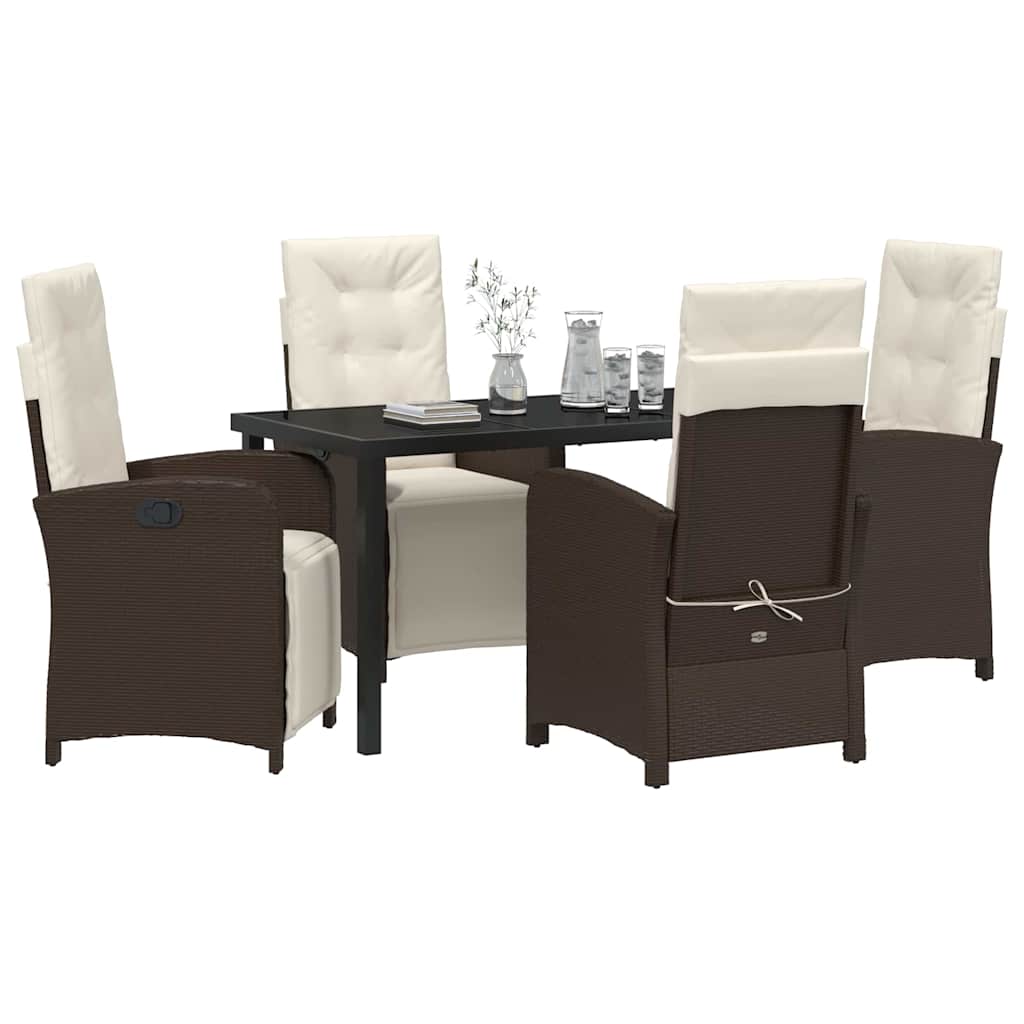 Garden Dining Set 5 pcs Brown Poly Rattan