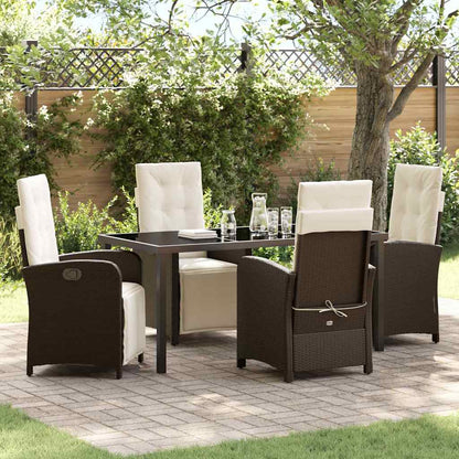 Garden Dining Set 5 pcs Brown Poly Rattan