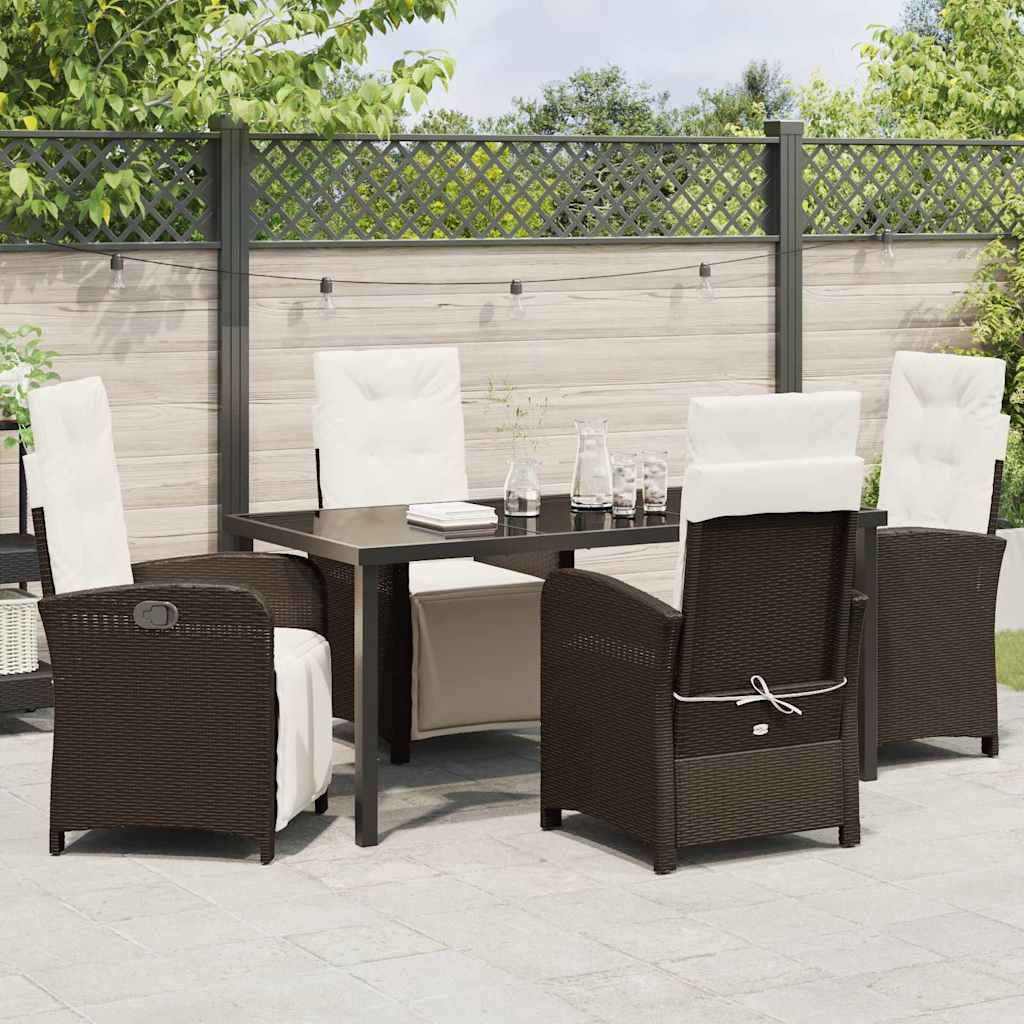 Garden Dining Set 5 pcs Brown Poly Rattan