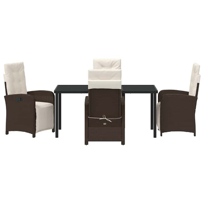 Garden Dining Set 5 pcs Brown Poly Rattan
