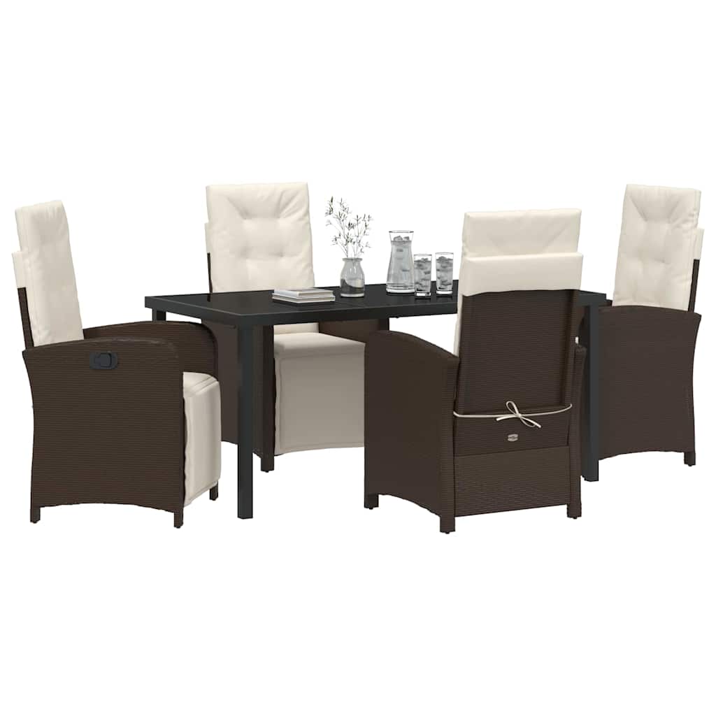 Garden Dining Set 5 pcs Brown Poly Rattan