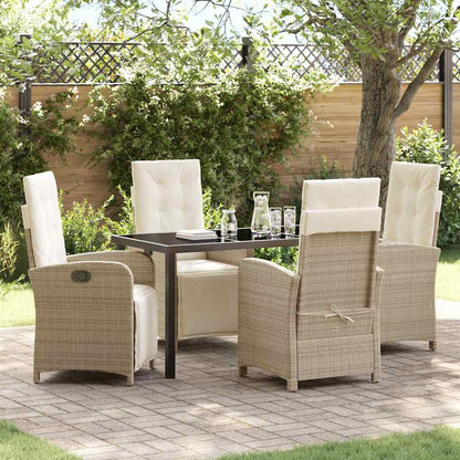 Garden Dining Set 5 pcs Beige Poly Rattan