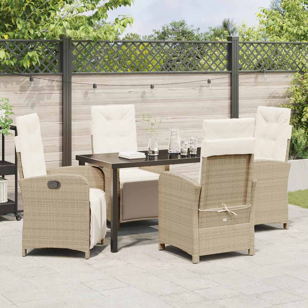 Garden Dining Set 5 pcs Beige Poly Rattan