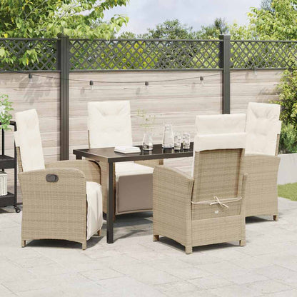 Garden Dining Set 5 pcs Beige Poly Rattan