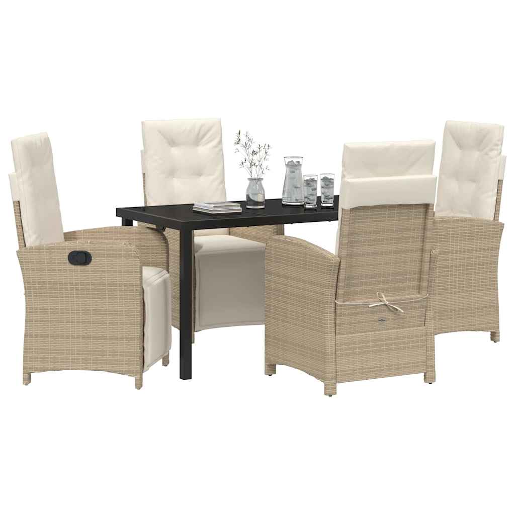 Garden Dining Set 5 pcs Beige Poly Rattan