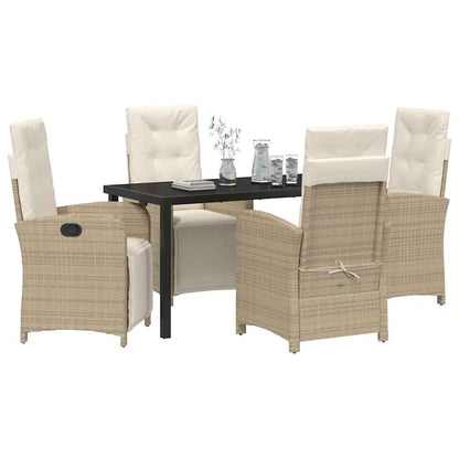 Garden Dining Set 5 pcs Beige Poly Rattan