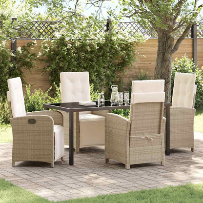 Garden Dining Set 5 pcs Beige Poly Rattan