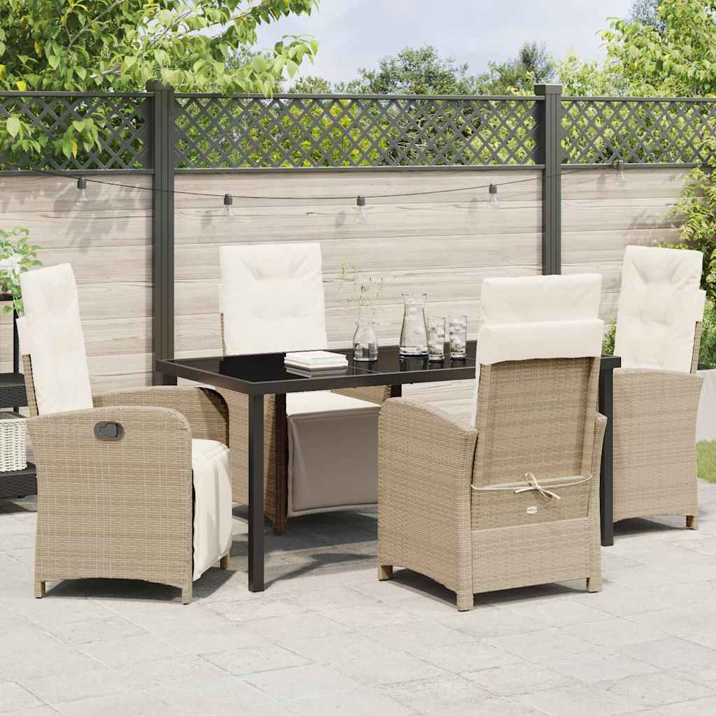 Garden Dining Set 5 pcs Beige Poly Rattan