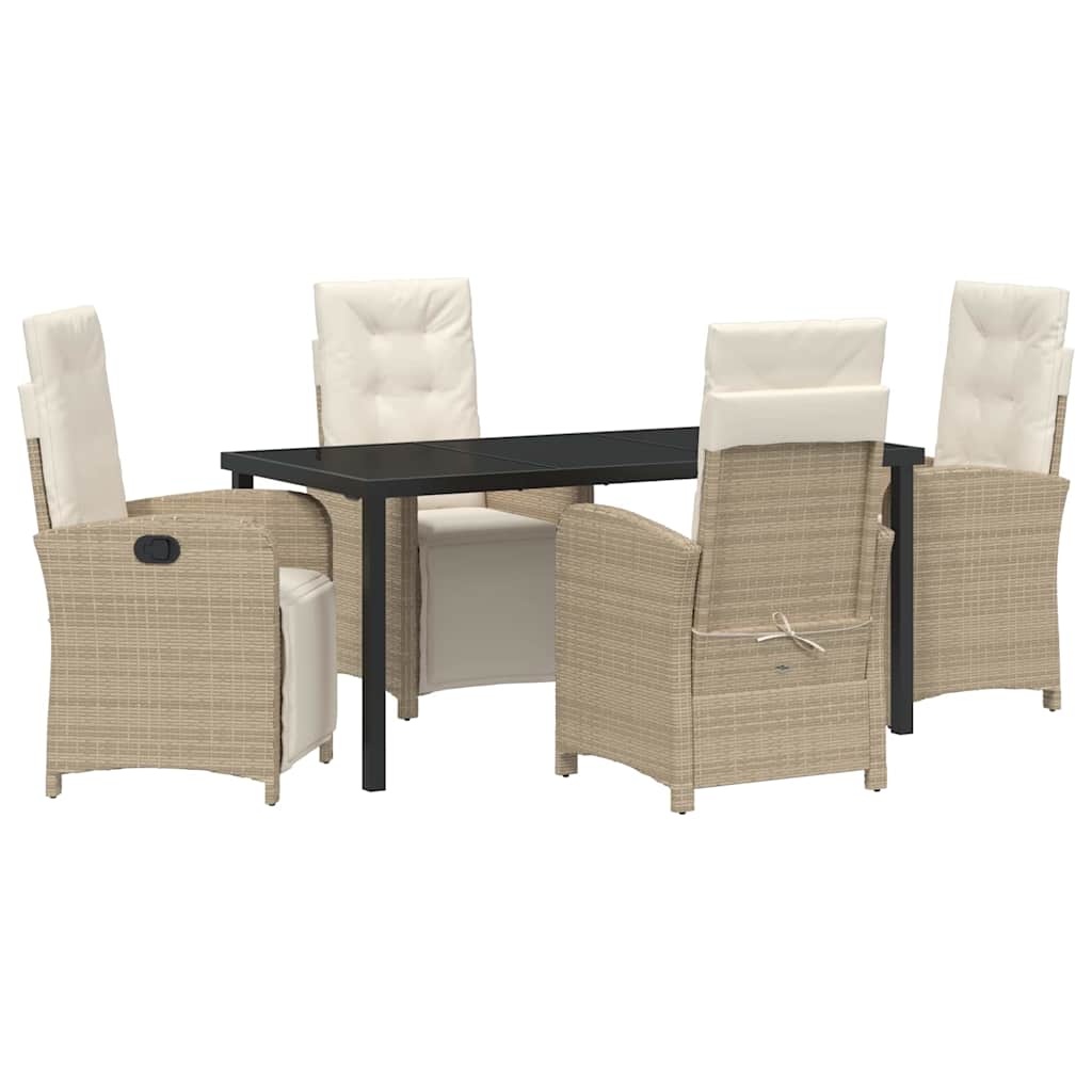 Garden Dining Set 5 pcs Beige Poly Rattan
