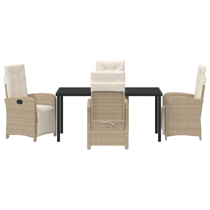 Garden Dining Set 5 pcs Beige Poly Rattan
