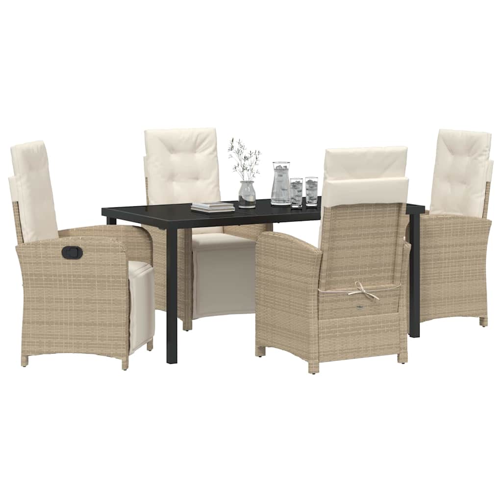 Garden Dining Set 5 pcs Beige Poly Rattan