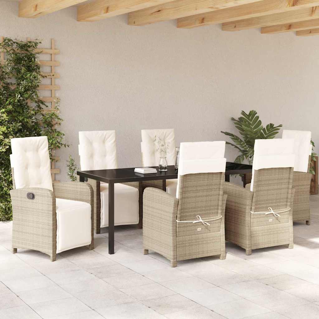 Garden Dining Set 7 pcs Beige Poly Rattan