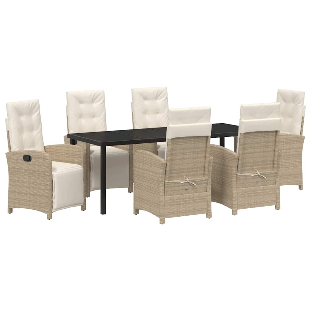 Garden Dining Set 7 pcs Beige Poly Rattan