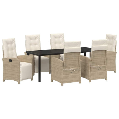 Garden Dining Set 7 pcs Beige Poly Rattan