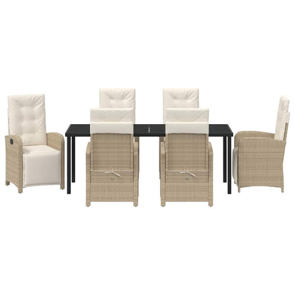Garden Dining Set 7 pcs Beige Poly Rattan