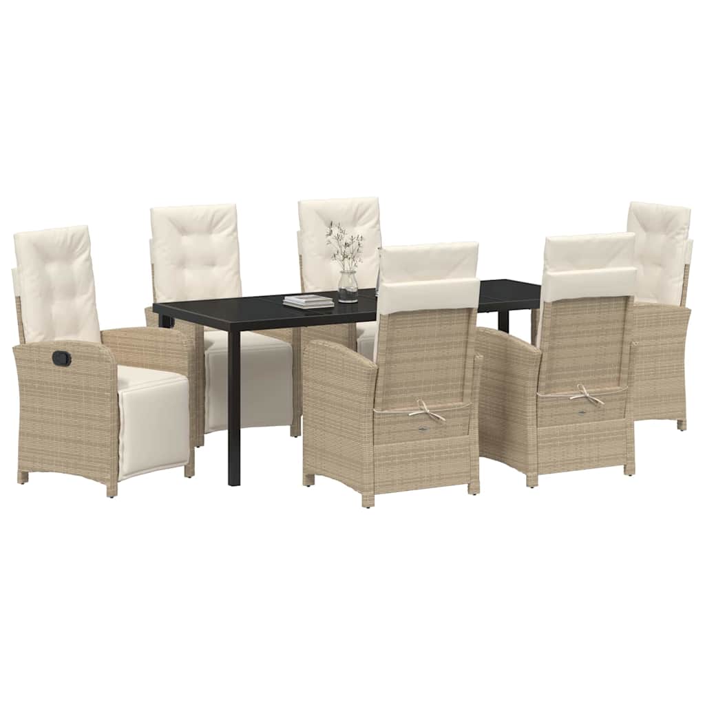 Garden Dining Set 7 pcs Beige Poly Rattan