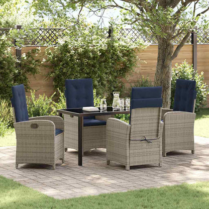 Garden Dining Set with Cushion 5 pcs Grey Poly Rattan