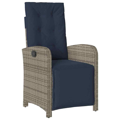 Garden Dining Set with Cushion 5 pcs Grey Poly Rattan