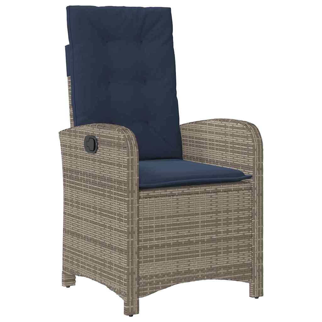 Garden Dining Set with Cushion 7 pcs Grey Poly Rattan