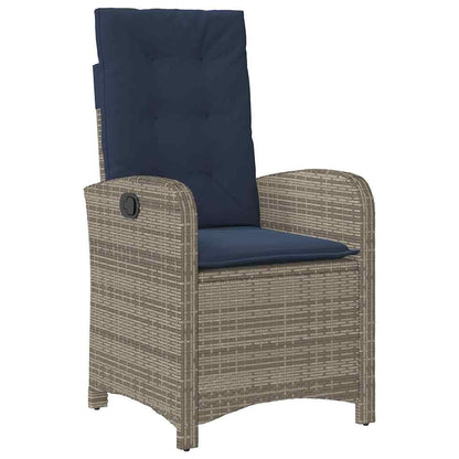 Garden Dining Set with Cushion 7 pcs Grey Poly Rattan