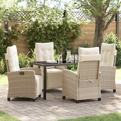 Garden Dining Set 5 pcs Beige Poly Rattan