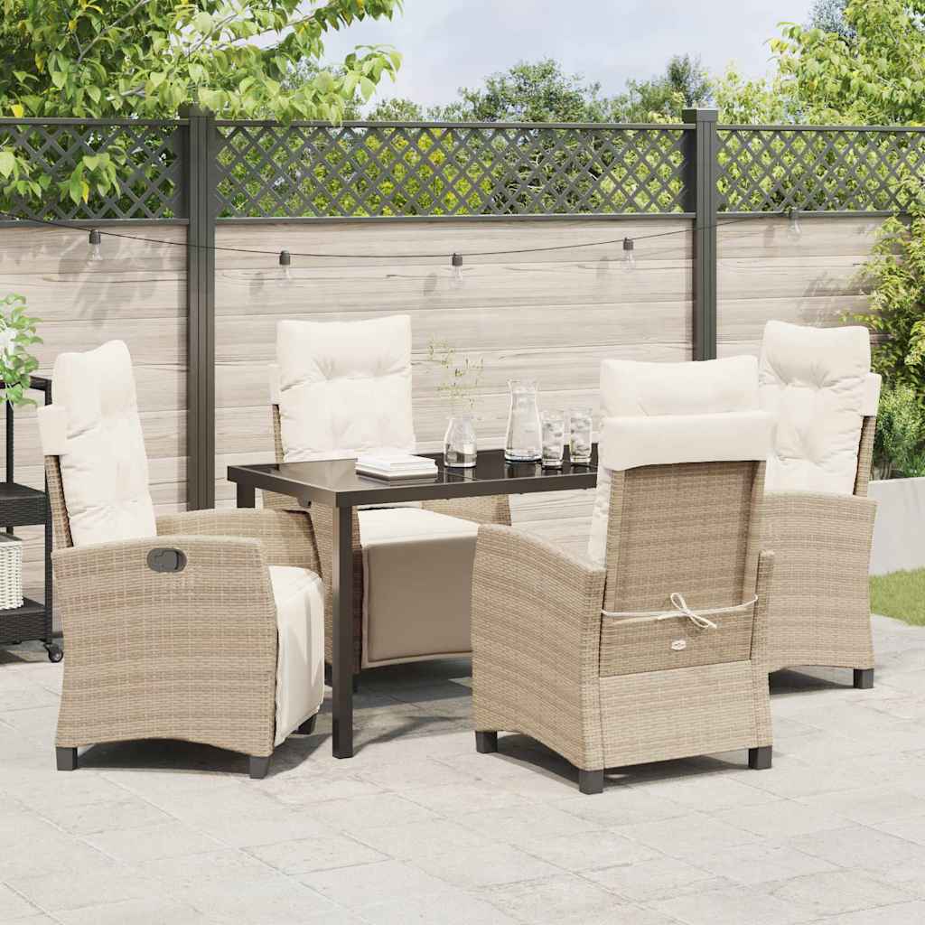 Garden Dining Set 5 pcs Beige Poly Rattan