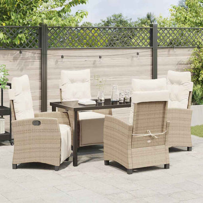 Garden Dining Set 5 pcs Beige Poly Rattan