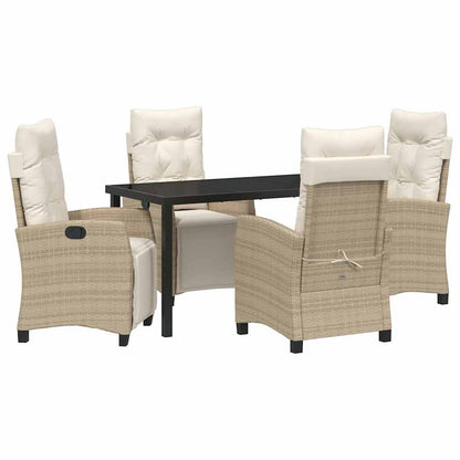Garden Dining Set 5 pcs Beige Poly Rattan
