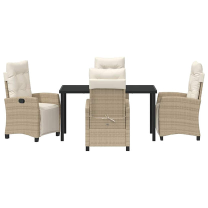 Garden Dining Set 5 pcs Beige Poly Rattan