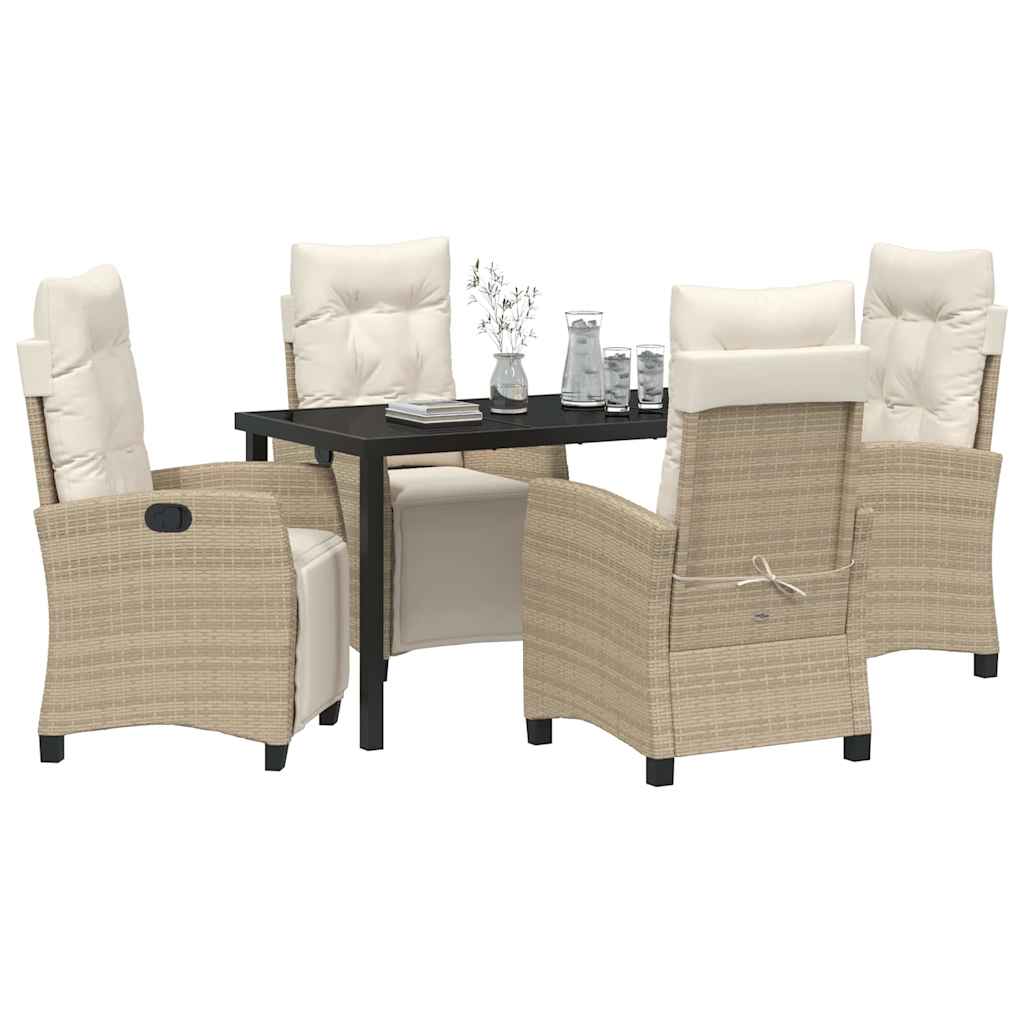 Garden Dining Set 5 pcs Beige Poly Rattan