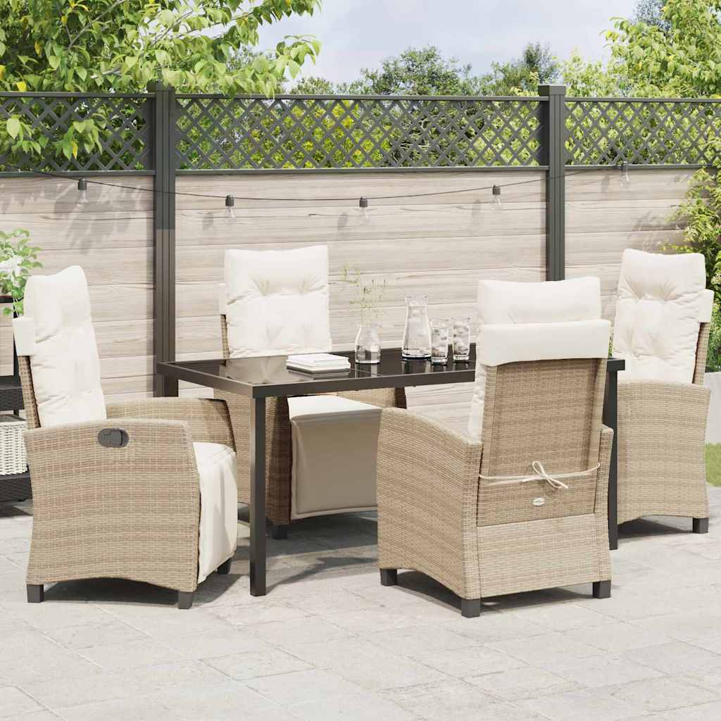 Garden Dining Set 5 pcs Beige Poly Rattan