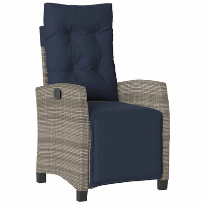 Garden Dining Set with Cushion 3 pcs Grey Poly Rattan