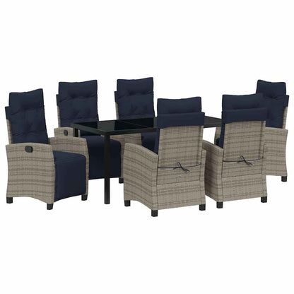 Garden Dining Set with Cushion 7 pcs Grey Poly Rattan