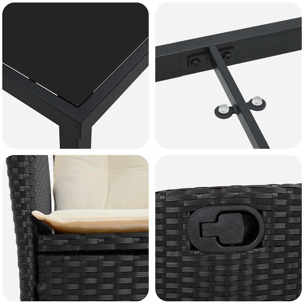 Garden Dining Set 5 pcs Black Poly Rattan