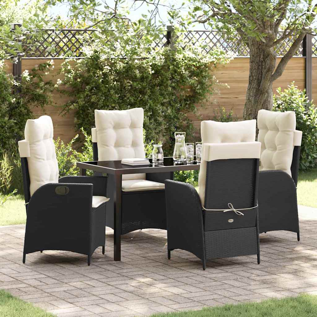 Garden Dining Set 5 pcs Black Poly Rattan