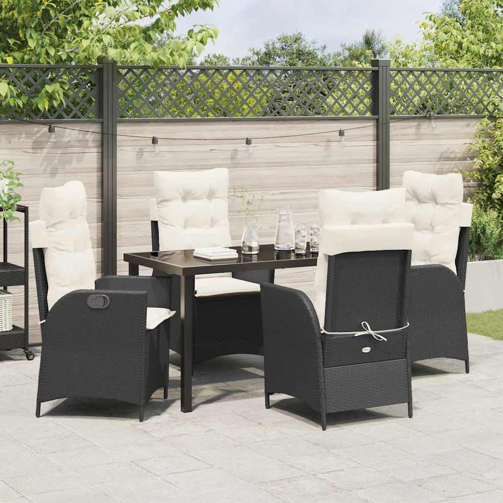 Garden Dining Set 5 pcs Black Poly Rattan