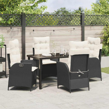 Garden Dining Set 5 pcs Black Poly Rattan