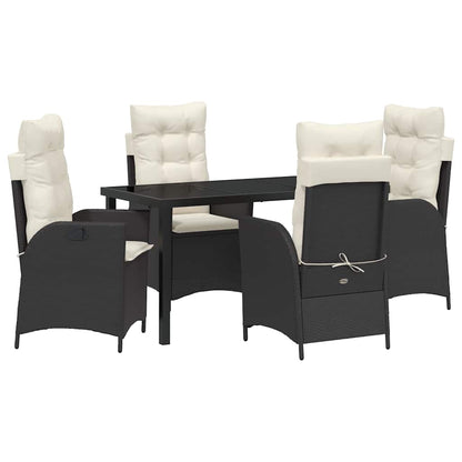 Garden Dining Set 5 pcs Black Poly Rattan