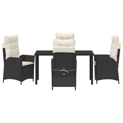 Garden Dining Set 5 pcs Black Poly Rattan