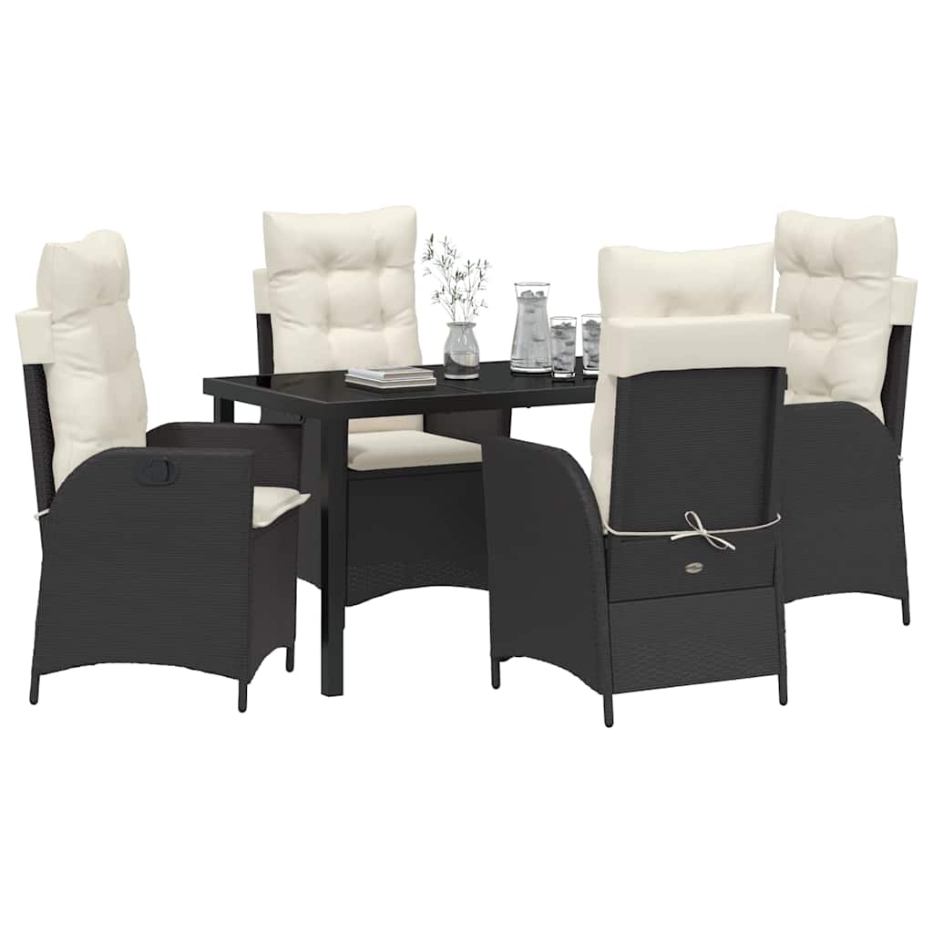 Garden Dining Set 5 pcs Black Poly Rattan