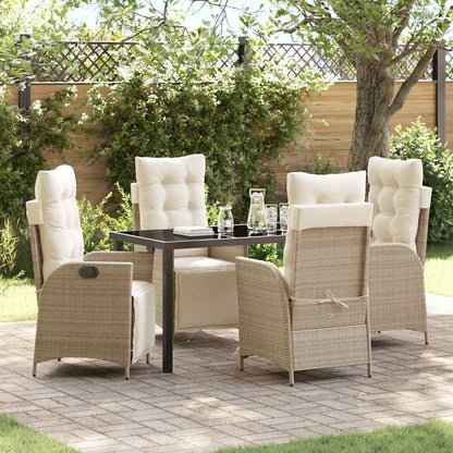 Garden Dining Set 5 pcs Beige Poly Rattan
