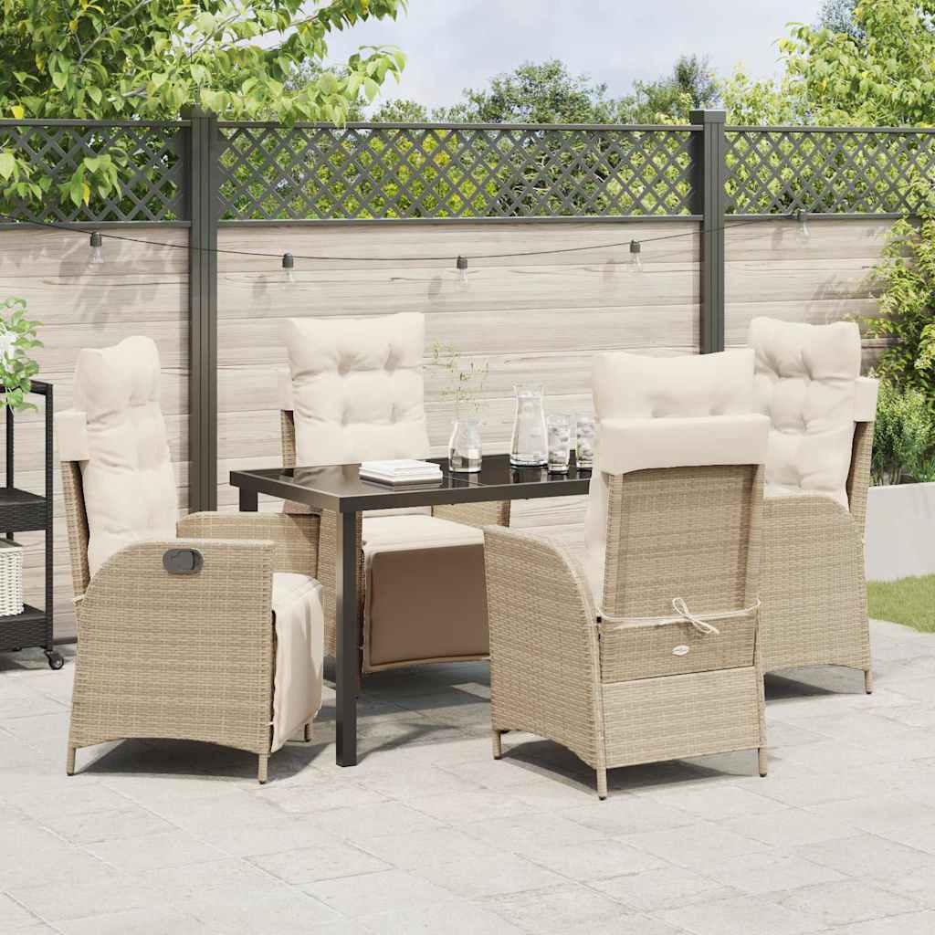 Garden Dining Set 5 pcs Beige Poly Rattan