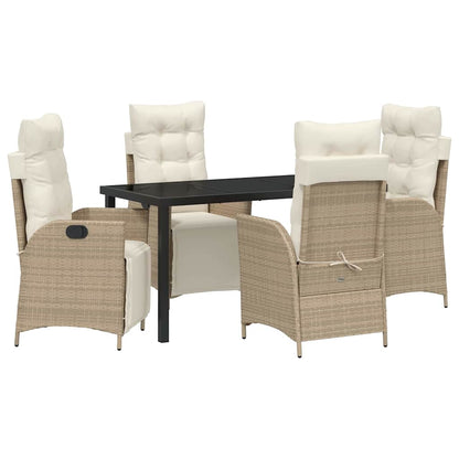 Garden Dining Set 5 pcs Beige Poly Rattan