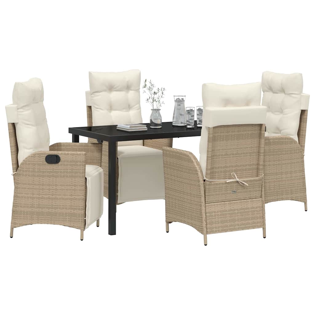 Garden Dining Set 5 pcs Beige Poly Rattan