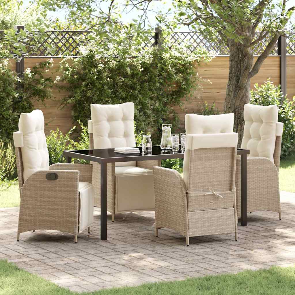 Garden Dining Set 5 pcs Beige Poly Rattan
