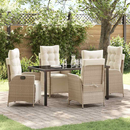 Garden Dining Set 5 pcs Beige Poly Rattan