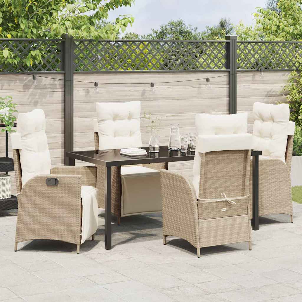 Garden Dining Set 5 pcs Beige Poly Rattan