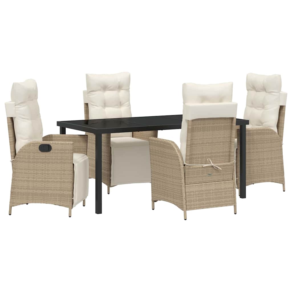 Garden Dining Set 5 pcs Beige Poly Rattan