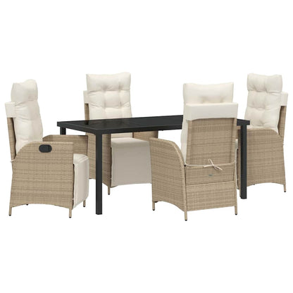 Garden Dining Set 5 pcs Beige Poly Rattan